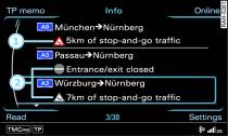 Calling up TMC/TMCpro traffic information